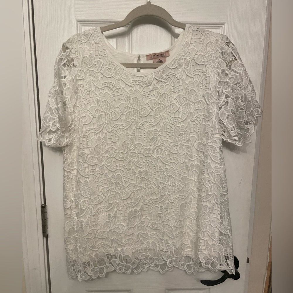 Philosophy Women’s lace blouse, white, size M